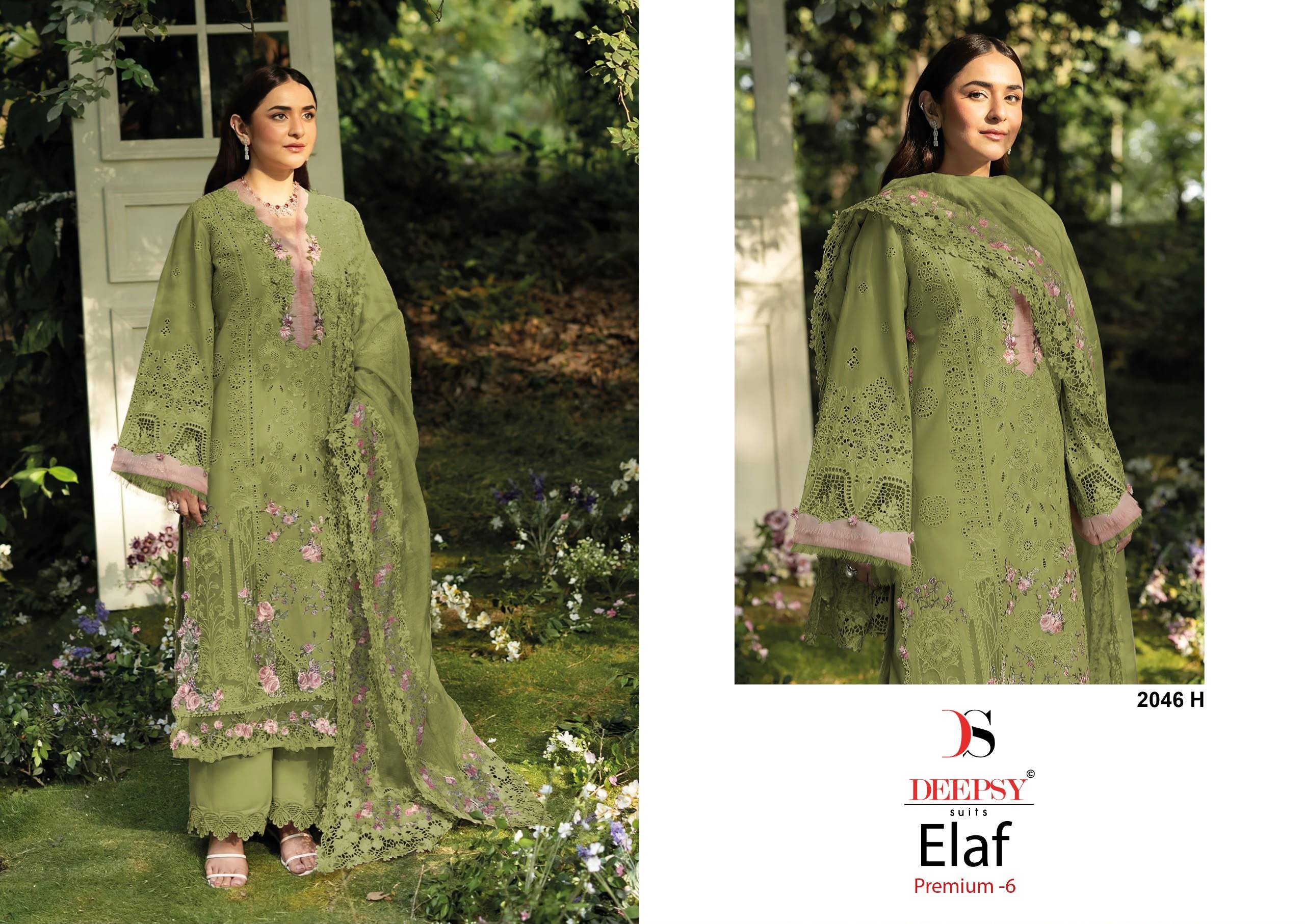 ELAF  Premium-6 Luxury Lawn 2046 Series by DEEPSY SUITS Beautiful Pakistani Suits Colorful Stylish Fancy Ethnic Wear Cotton Dresses At Wholesale